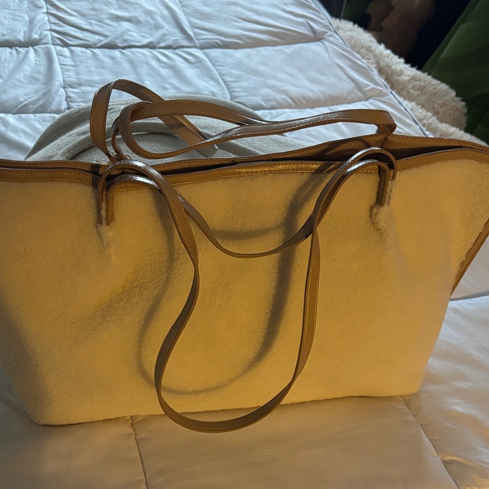 Universal Thread Faux Sherpa Cream and Tan Tote Bag